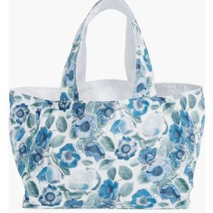 Coming Of Age NYC Liberty Floral blue & white Mini Heidi Rose Print tote  NWT